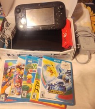 Wii U Launch Edition 32GB Black Handheld System W/two controllers & 5 Games