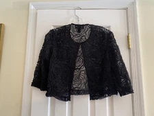R&M Richards Black Lace Crop Jacket For Special Occasions Sz 6P NWOT