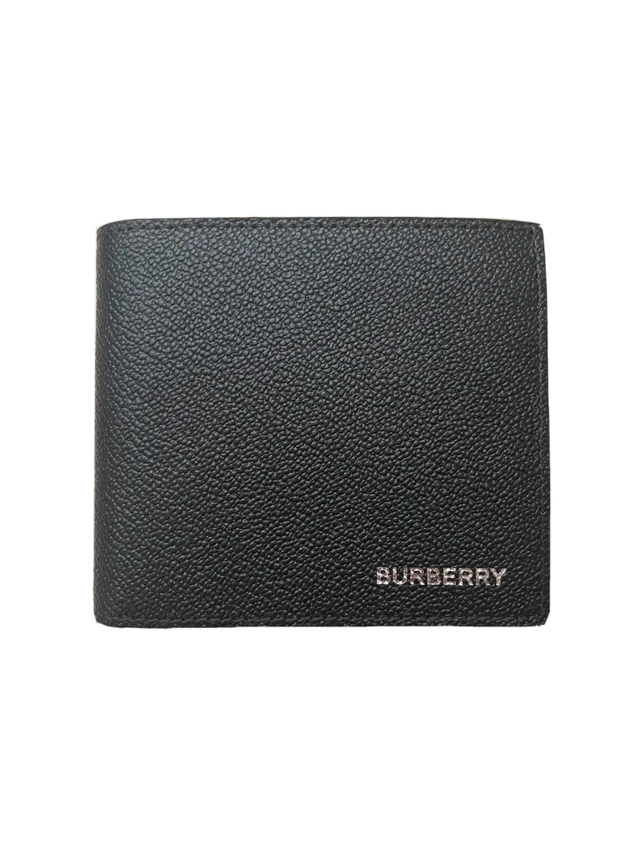 New Burberry International Bifold Black Leather Wallet