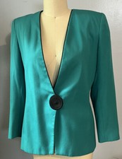 Vintage Sasson Teal Blue Jacket Blazer Women s 8