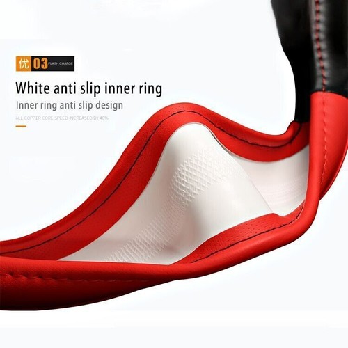 Coprivolante Auto 15" in Pelle Fibra di Carbonio Pelle Rosso per Dodge - Foto 6 di 10