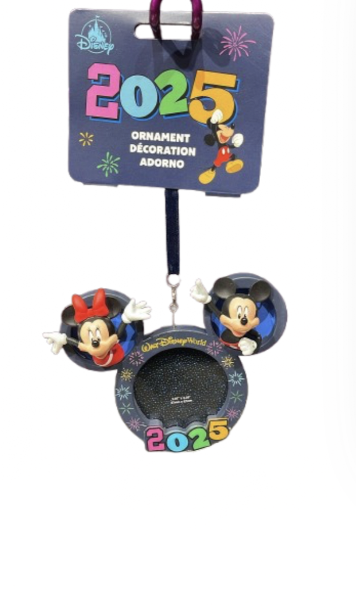 Disney Parks 2025 Mickey and Minnie Photo Frame Christmas Ornament