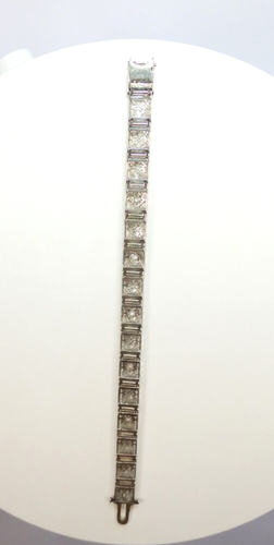 Antique 1920's Rose Diamond Filigree Bracelet 13KW Platinum 7.75" Long 8MM Width - Picture 14 of 14