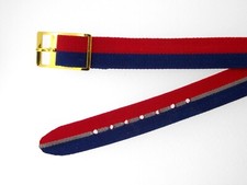 Watchband Nylon strap 12 mm Red Blue stripes Reversible Red Blue Gray one piece