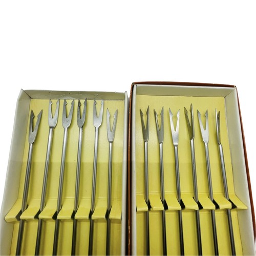 Juego de 12 piezas de horquillas de fondue de colección caja original acero inoxidable madera colores extremos - Imagen 4 de 7