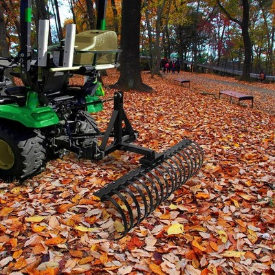 49'' Tractor Tow Behind Landscape Pine Straw Rake with 18 Tines and 2 in Receiver