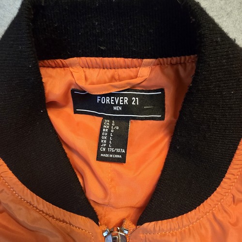 Forever 21 NASA Jacket Mens Large Orange Space Shuttle Patches Bomber Flight - Picture 5 of 18