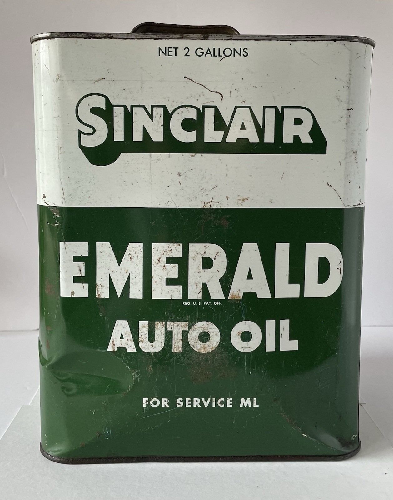 Vintage  Sinclair Emerald Auto Oil 2 Gallon Can