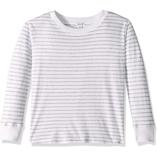 Splendid Girls Tie Back Long Sleeve Top In Lt. Heather Grey Stripe Size 12 $44