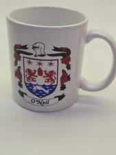O'NEIL FAMILY COAT OF ARMS COFFEE MUG, Appointed Family Crest. 