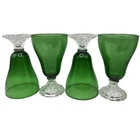 4 Vintage Anchor Hocking Forest Green Burple Boopie Bubble Water Goblet 6"