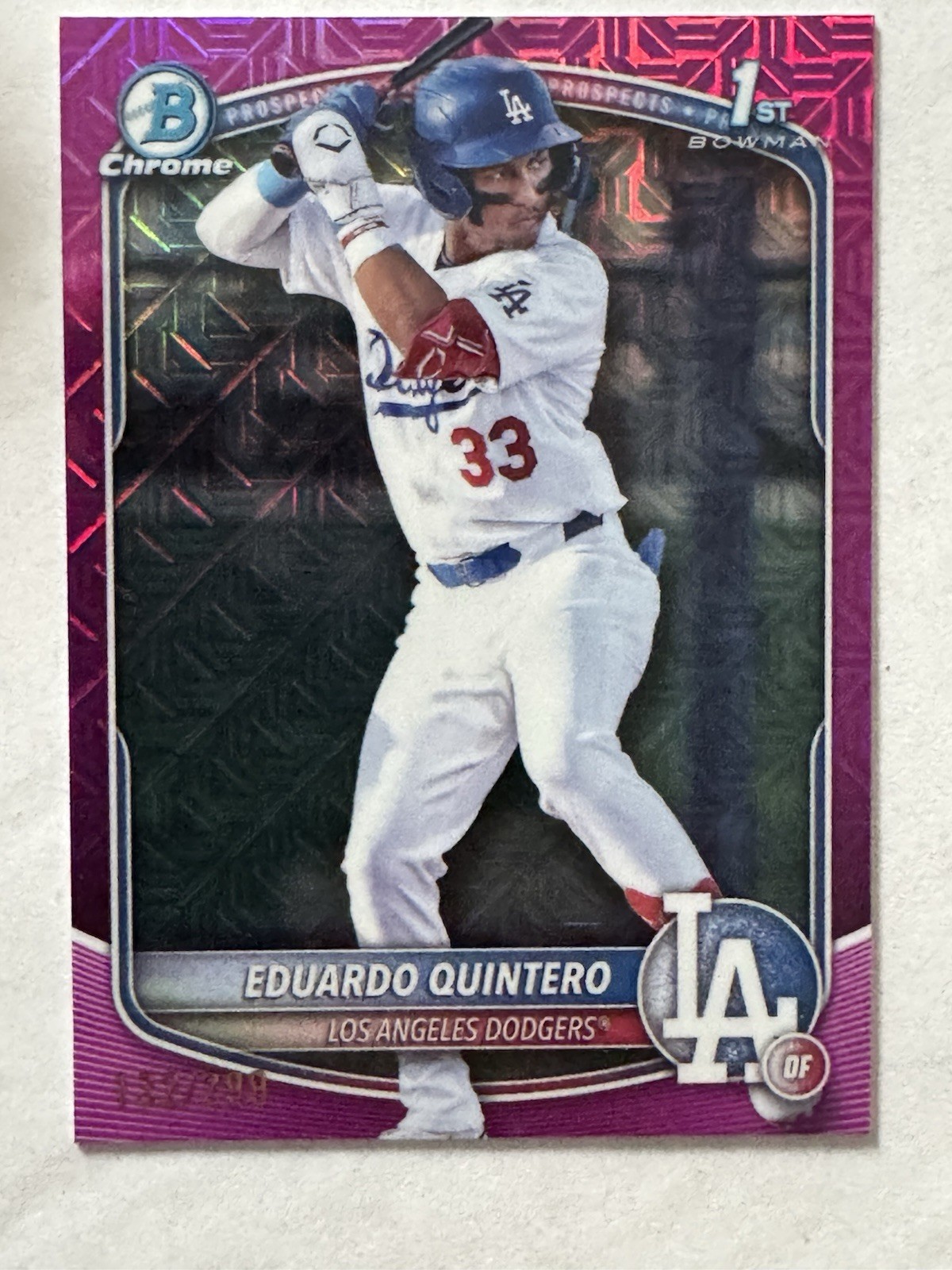 EDUARDO QUINTERO 2025 Bowman Chrome Fuchsia Mojo 1st /299 #Dodgers