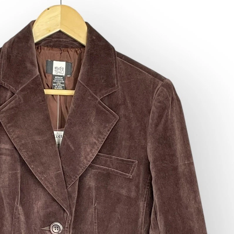 Blazer Studio 1940 Mujer Y2K Marrón Chocolate Pana Talla M Academia Preppy Foto 2 de 4