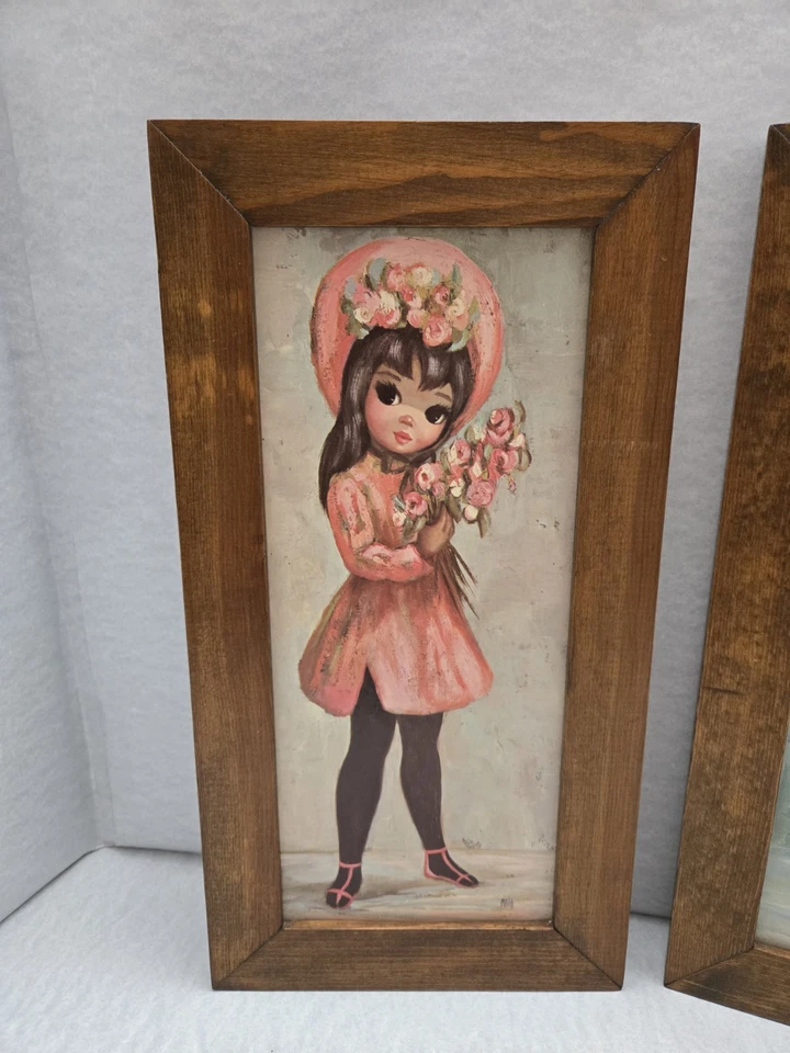 Bailarina rubia morena vintage años 60 estampados Maio ojos grandes niñas 16,5" de alto Foto 2 de 4