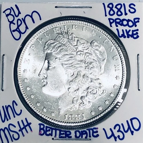1881 S BU UNCIRCULATED MORGAN SILVER DOLLAR AUTHENTIC U.S.MINT FREESHIPPING 4340