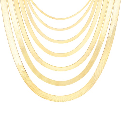 10K Gelbgold massive 3mm-9mm flache Fischgrät Kette Halskette Damen Herren 16"-24" - Bild 1 von 75
