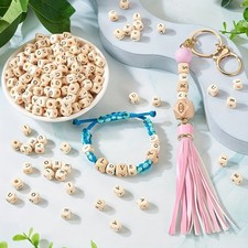 100Pcs Natural wood-colored square wooden beads, square wooden beads 8MM