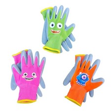 3 Pairs Kids Gardening Gloves. Children Rubber Coated Garden Small Age 3-5 