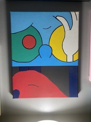 KAWS Face Custom Canvas Painted Piece 12x16