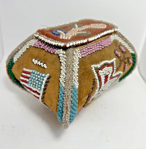 Antique Native American Indigenous Beaded Folk Art Whimsy Beadwork Box
