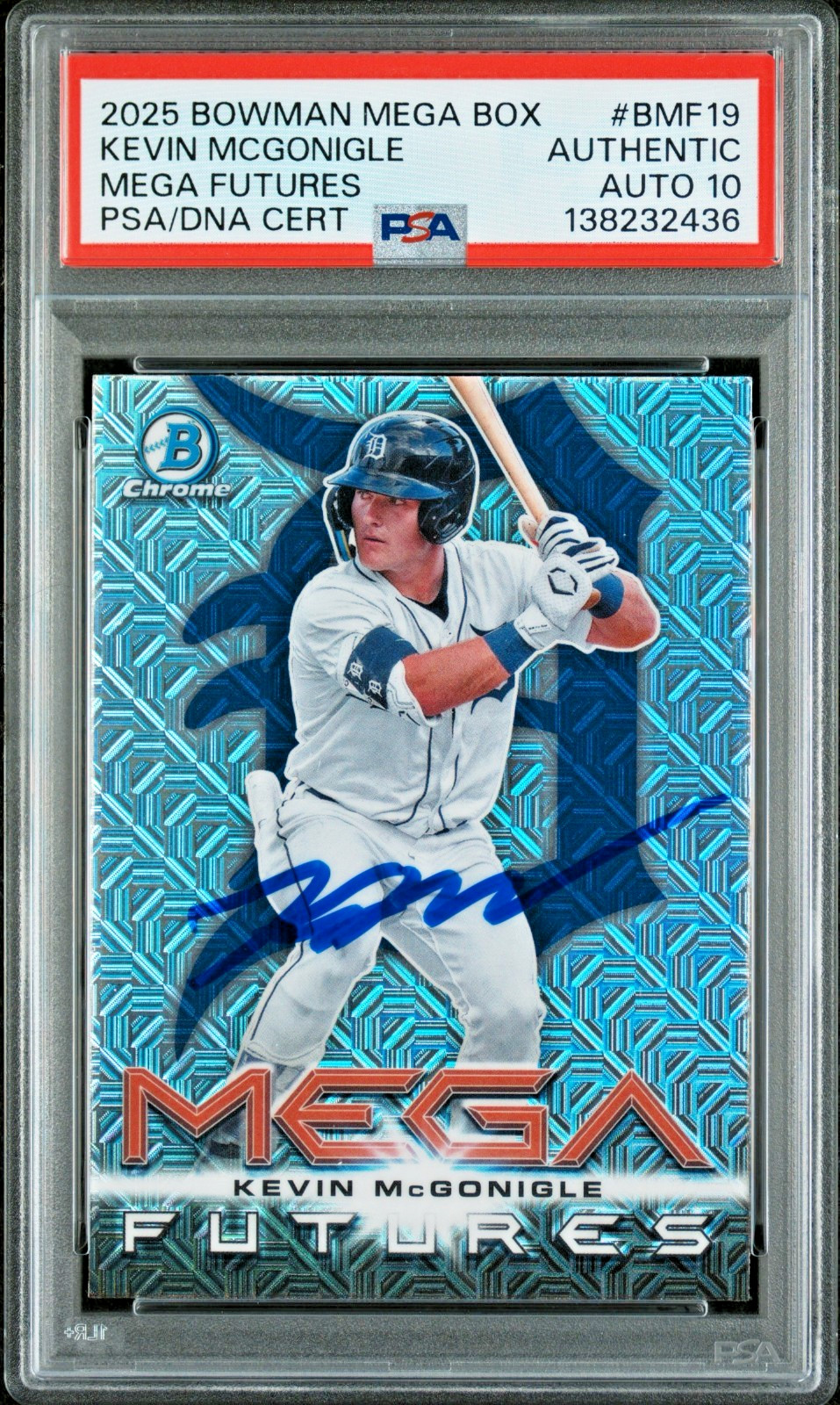 KEVIN MCGONIGLE signed auto 2025 1st Bowman Chrome Mega Futures PSA AUTO 10