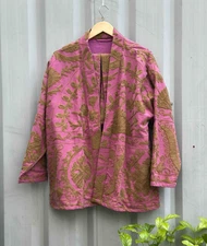 women wear Coat, Short Jacket, Duck cotton suzani outwear, Embroidered jacket