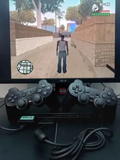 Sony PlayStation 2 SCH 7004 PS2 Ultraslim + Mod + Games + 2 Controllers Tested