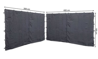 QUICK STAR 2 Seitenteile mit RV  für Pavillon 3x4m Seitenwand Anthrazit RAL 7012