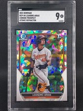 2023 Bowman Chrome #BCP-84 Leandro Arias 1st Bowman Atomic Refractor Sgc 9 Mint