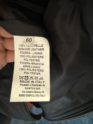 Vera Pelle Men's Genuine Leather Black Bomber Jacket Made In Italy Size 60￼ image 14