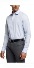 NWT Banana Republic Men's Poplin Dress Shirt Slim Fit White/Light Blue Size M, L