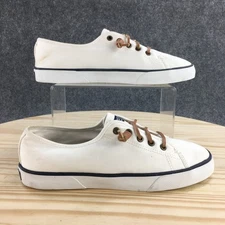 Sperry Shoes Womens 7.5 White Pier View Sneakers Canvas Lace Up Low STS95128