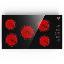 Electric Cooktop 36 in Built-in 5 Burner Ceramic Cooktop Electric Stove Top 220V