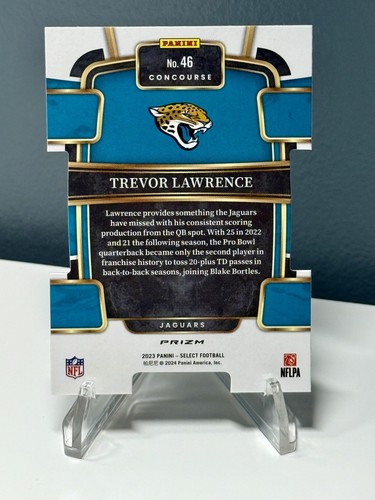 2023 Panini Select Silver Prizm Die Cut #46 Trevor Lawrence Jacksonville Jaguars - Bild 2 von 2