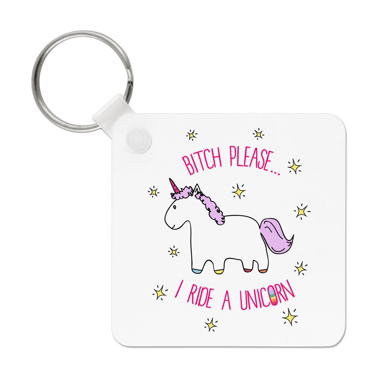 Lila Bitch Please I Ride A Unicorn Keyring Key Chain - Funny