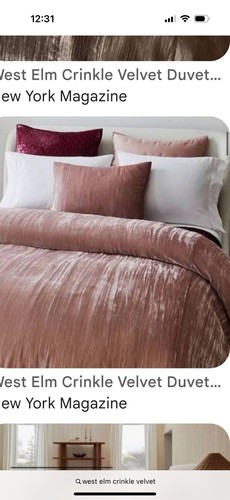 Set Of 2 West Elm Crinkle Crushed Velvet Lined Curtains Drapes Dusty Blush Pink - Picture 6 of 7