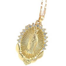 Virgin Mary Lady Guadalupe Jesus Christ Religious Necklace Pendant Gift Bag UK 