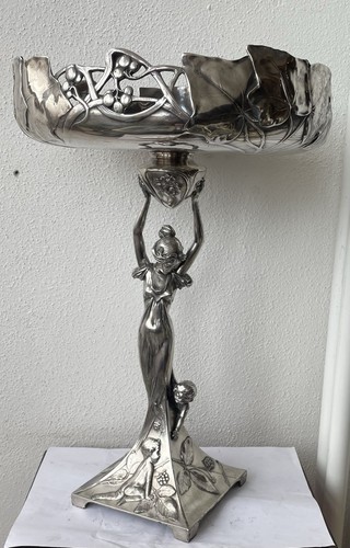 Art Nouveau WMF №140A Nymphe mit Putto Figurlicher Jugendstil Tafelaufsatz 42CM - Bild 3 von 24