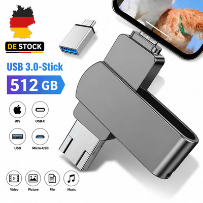 4 in 1 USB-Stick 512GB Typ C Speicherstick Memory Stick OTG für Phone Android