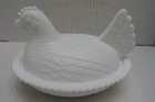 vintage Indiana Glass white milk glass hen on nest covered dish