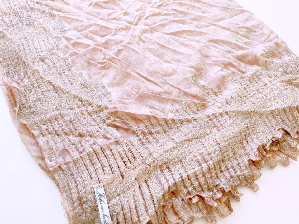 Faliero Sarti Salmón Rosa Bufanda Bordada Foto 4 de 4