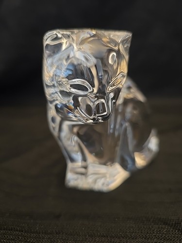 Waterford crystal cat figurine, pristine of cat looking up, paperweighted, 5" - Picture 9 of 11