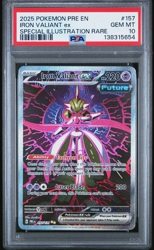 PSA 10 GEM 2025 PRE EN-PRISMATIC EVOLUTIONS IRON VALIANT EX 157/131 SPECIAL IR🔥