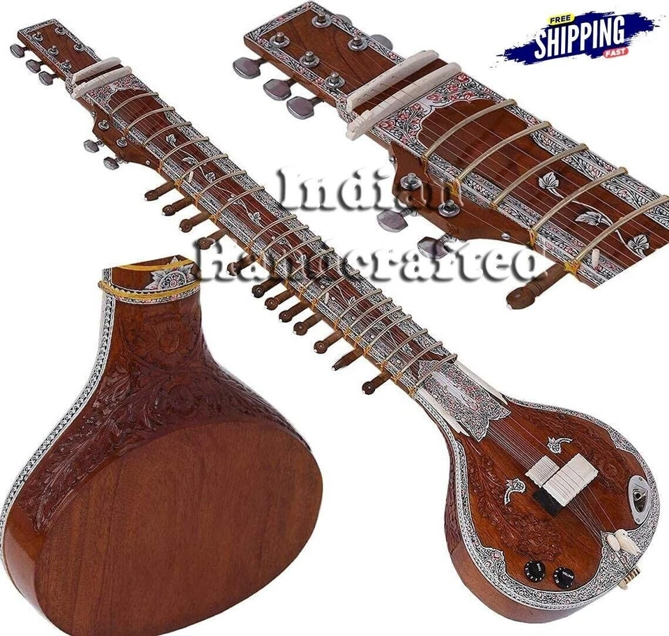 Индийский электрический дорожный ситар профессионального качества — деревянные струны и сумка 7+13 - Изображение 2 из 4