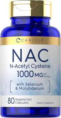 NAC Supplement N-Acetyl Cysteine 1000Mg, 80 Capsules, with Selenium & Molybdenum
