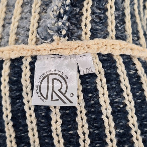 Moda Ropa y Accesorios Cárdigan Plumero Frente Abierto L/XL Azul y Beige Capucha - Imagen 5 de 8