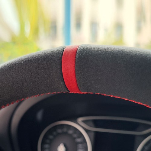 Suede Red-Line Hand Sewing Steering Wheel Cover For Nissan Versa 2011 2012 2013 - Picture 5 of 9