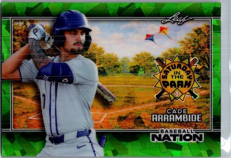 Cade Arrambide 2026 Leaf Baseball Nation Green Base Card /25