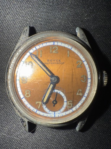 WWII Era Royce Men’s Watch | Copper Dial | Sub-Seconds | Runs | Manual Wind
