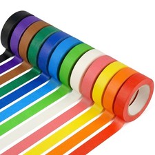 12 Rolls Multi Colored Masking Tape for Arts Crafts Scrapbooking Classroom